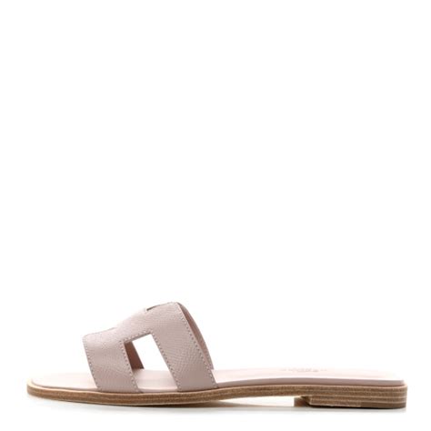 HERMES Epsom Oran Sandals 36 Rose Porcelaine